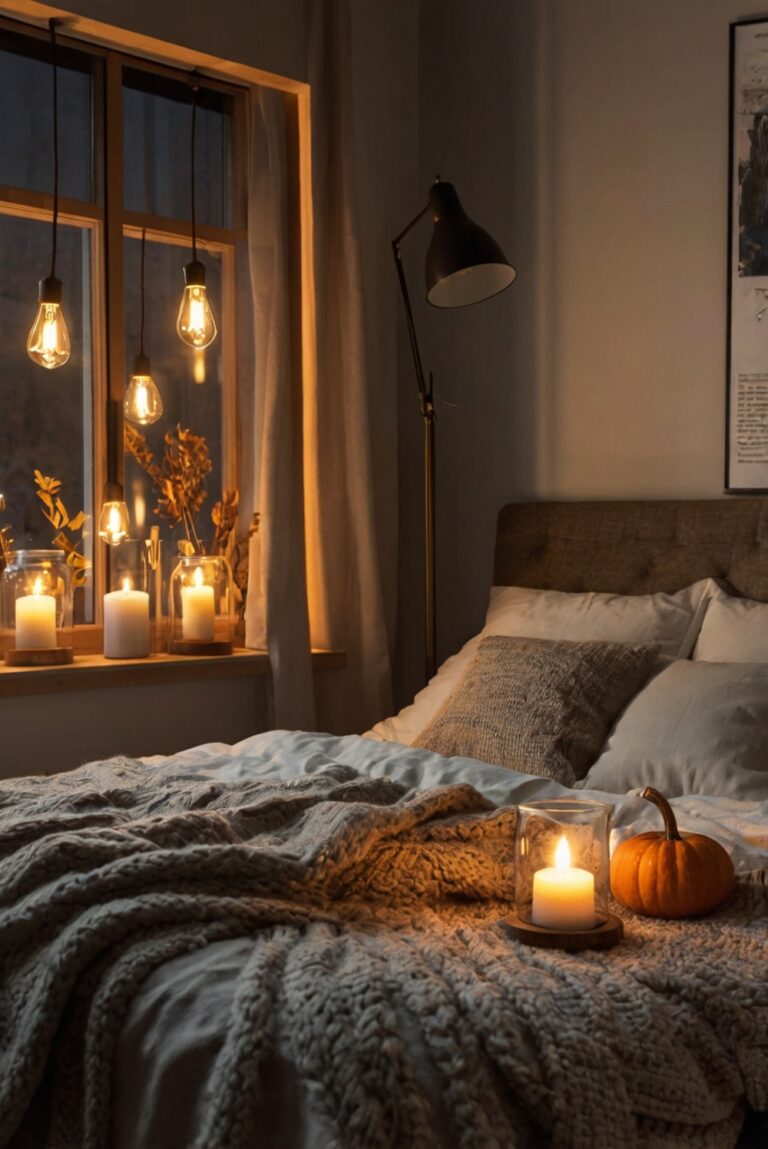 Stylish Bedroom Decor, Luxurious Bedding, Cozy Throw Blankets, Fall Color Palette, Chic Nightstand Accessories