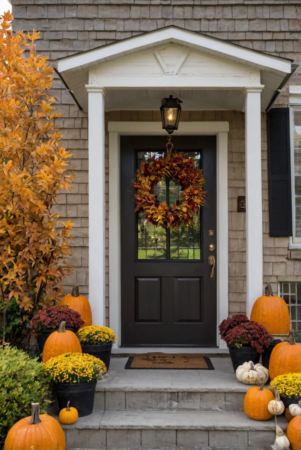 Fall porch decor, Outdoor autumn decorations, Rustic harvest decor, Seasonal front porch, Festive fall wreaths