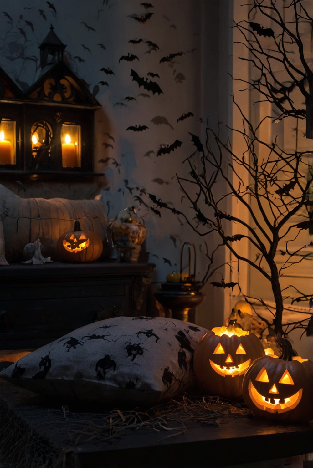 Halloween room decor, Spooky room ideas, Scary home decorations, Creepy room themes, Halloween interior design