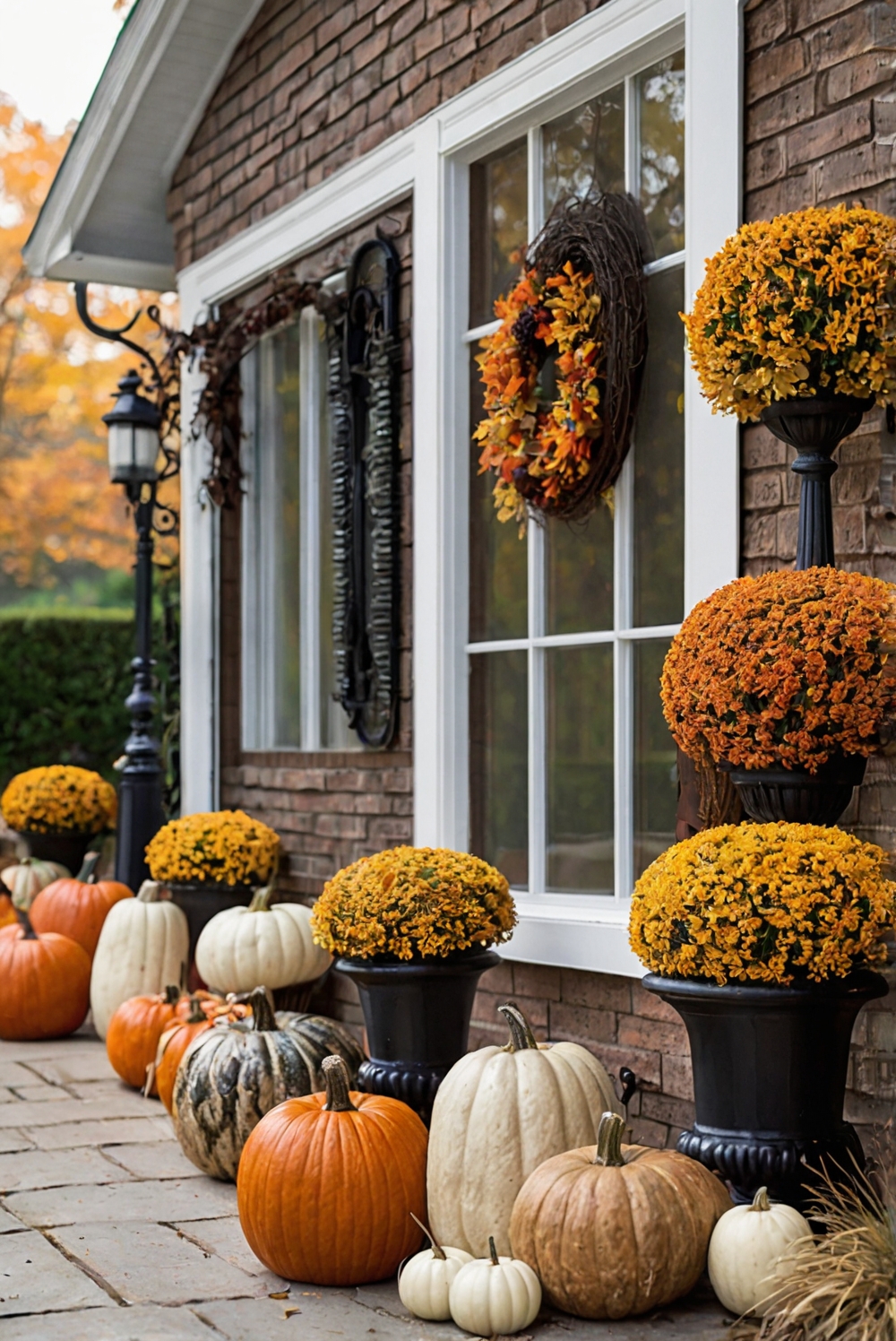 Fall porch decor, Outdoor autumn decor, Seasonal front porch decor, Cozy fall porch, Autumn outdoor decorating