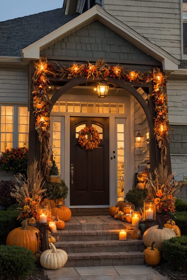 Thanksgiving outdoor decor ideas, Thanksgiving porch decorations, Thanksgiving outdoor decorating, Outdoor Thanksgiving displays, Thanksgiving entryway decor