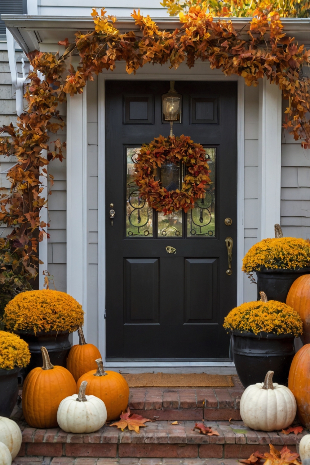 fall porch decor, fall entryway decor, fall outdoor decor, autumn porch decorations, festive front porch